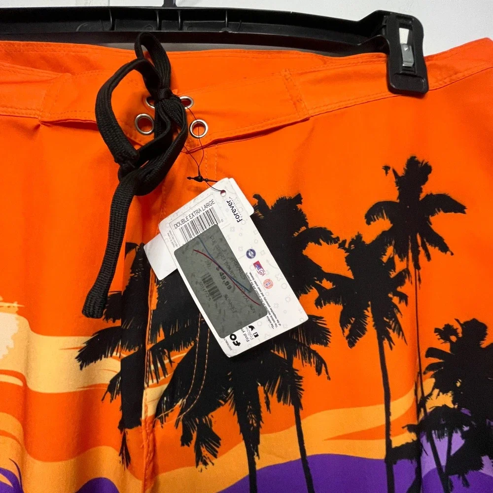FOCO Clemson Tigers Mens 2XL Board Shorts Sunset Palm Tree Swim Trunks NWT